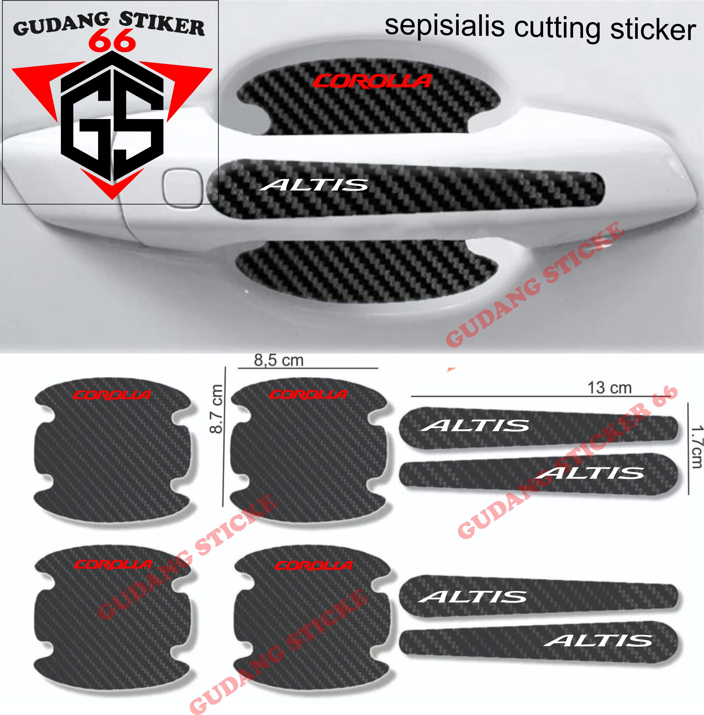 8pcs sticker carbon handle sticker mobil toyota corolla altis sticker pelindung gagang pintu mobil dari goresan Harga 25,000 rupiah*Gratis Ongkir