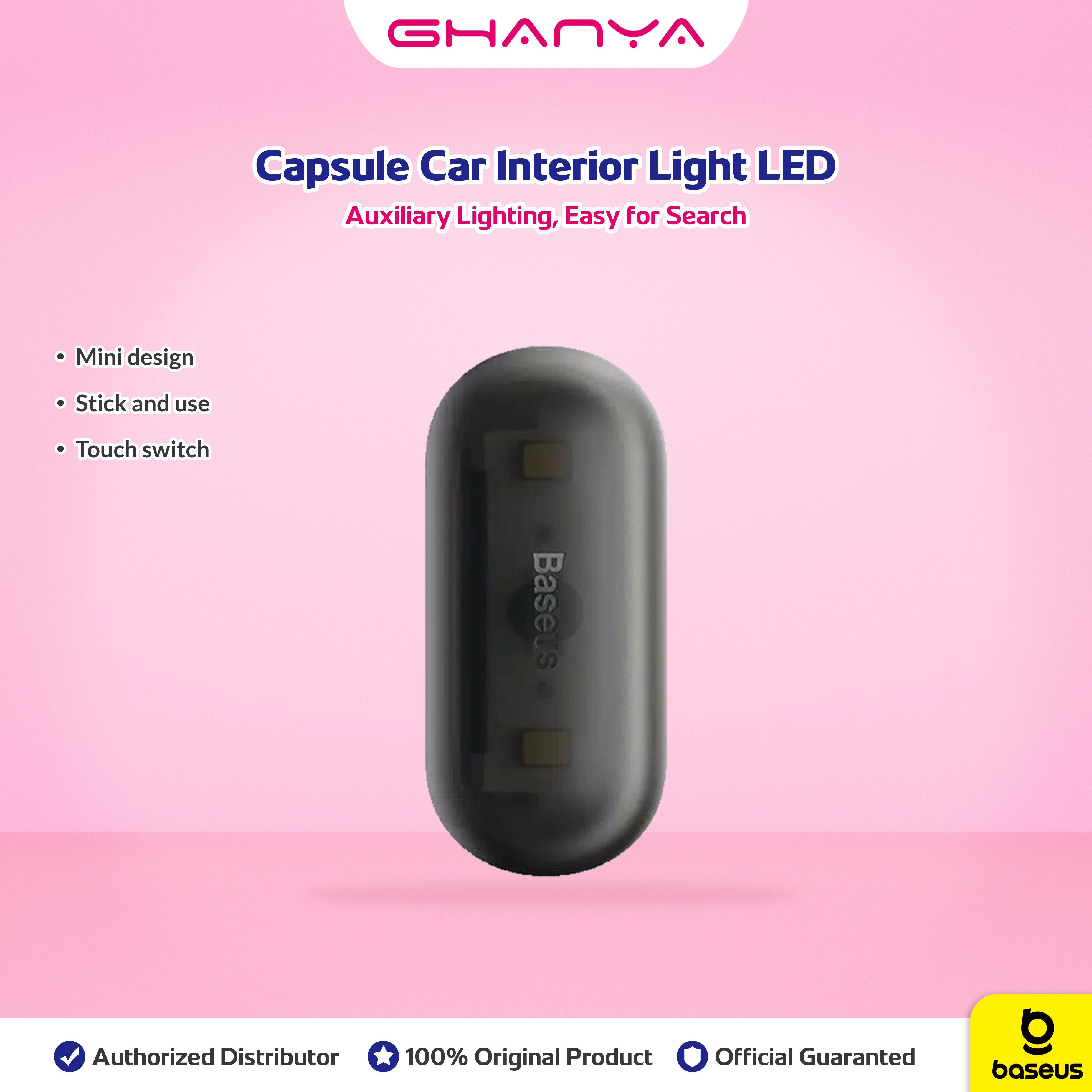 BASEUS ORIGINAL Capsule Car Interior Light LED Lampu Plafon Kabin Mobil Lights Mini Kecil Portable Harga 59,000 rupiah*Gratis Ongkir