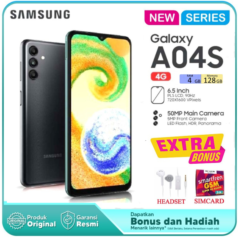 Samsung Galaxy A04S Ram 4Gb +128 Gb & Smartphone A04S 4/64 Gb Ready Stock - Best Seller Harga 1,100,000 rupiah*Gratis Ongkir