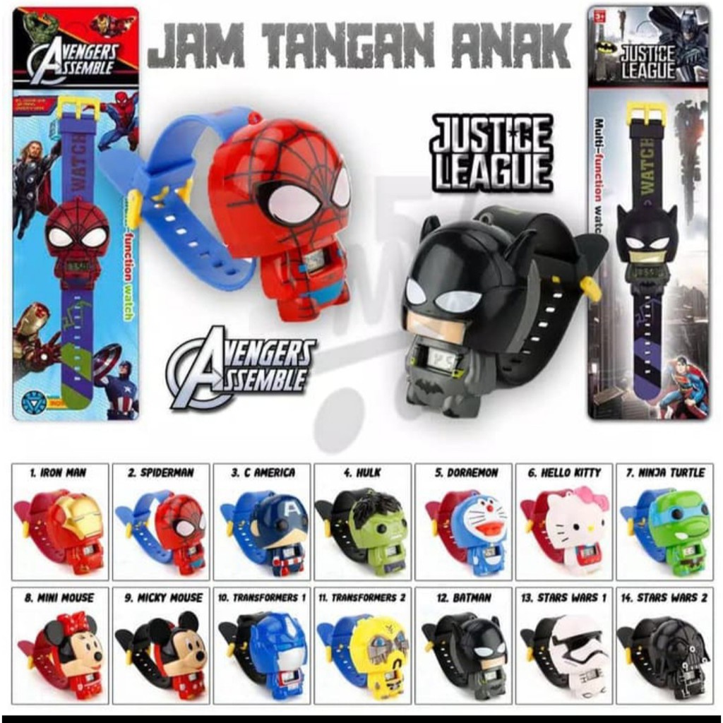 	 Axnat Jam Tangan Anak Anak Robot Superhero Karakter Lucu Digital Murah Lol Avangers Import Kids Fash 	