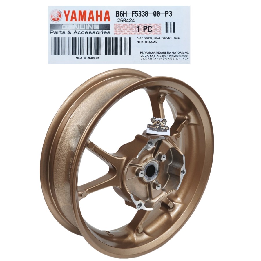 Cast Wheel Rear Pelek Velg Vleg Racing Belakang Nmax N-Max New Connected 2021 2022 2023 2024 Gold Tua B6H-F5338-00-P3 Original Harga 1,504,500 rupiah*Gratis Ongkir