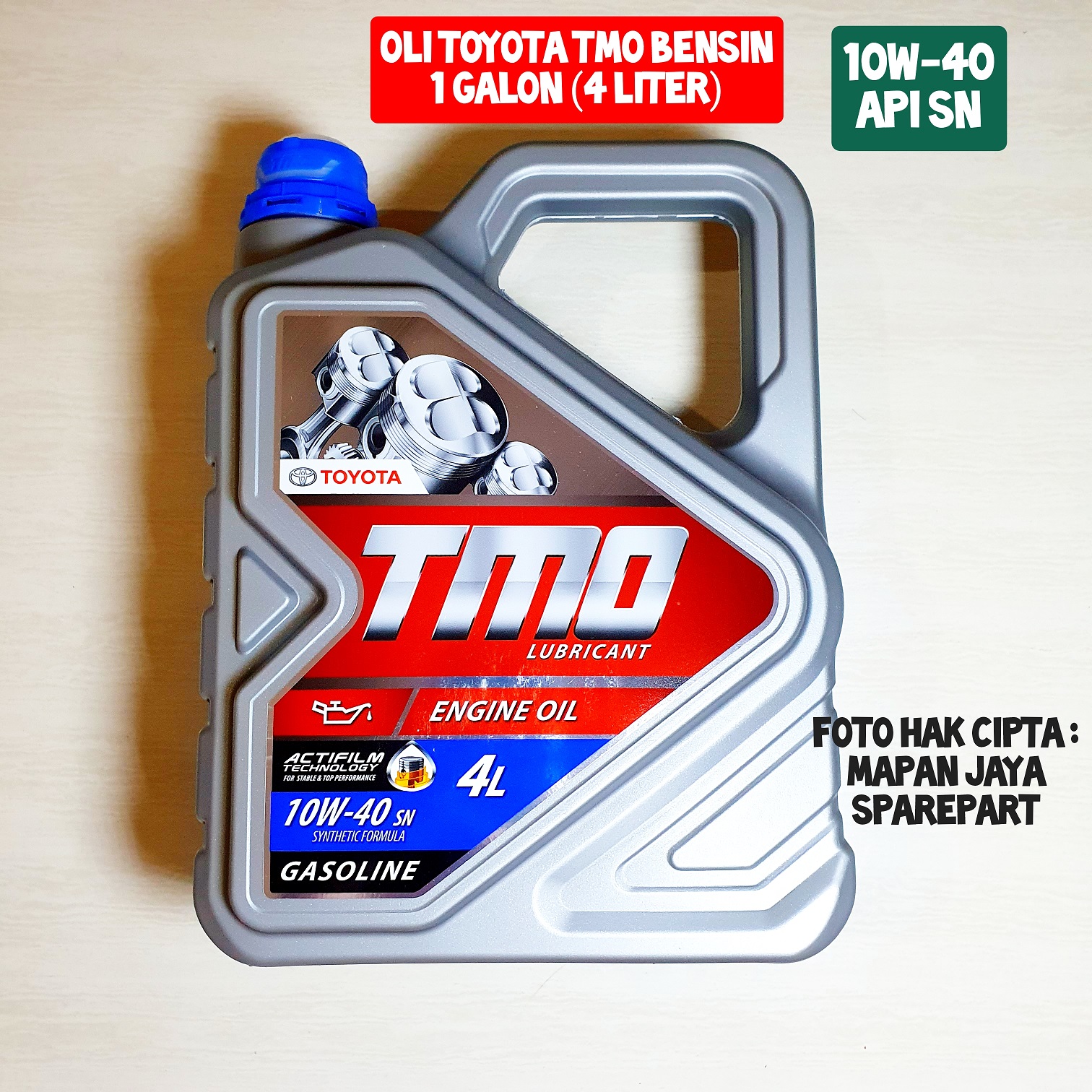 OLI MESIN TOYOTA BENSIN TMO 10W-40 - 1 GALON - 4 LITER - SN Harga 454,900 rupiah*Gratis Ongkir