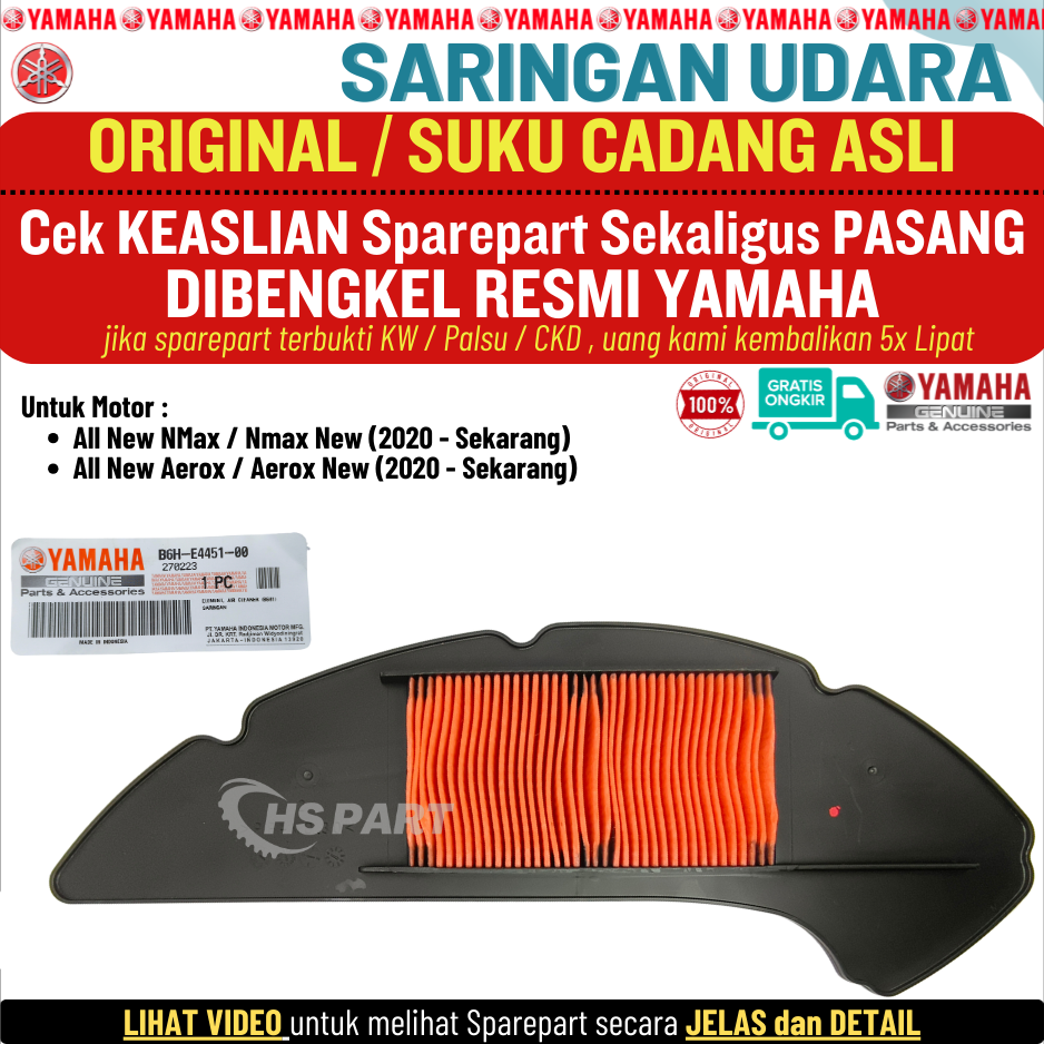 Aerox 155 new original filter air filter Yamaha 100% Harga 77,500 rupiah*Gratis Ongkir