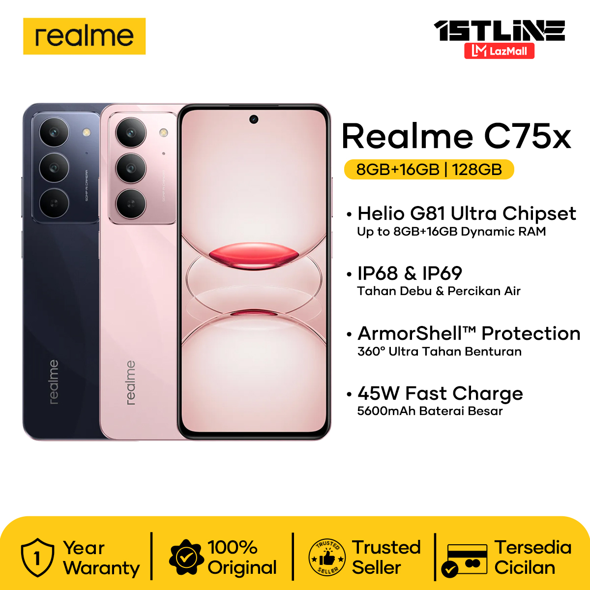 Realme C75X (8/128) - Official Realme Indonesia Warranty Giá 2,199,000 Đồng*Miễn phí vận chuyển