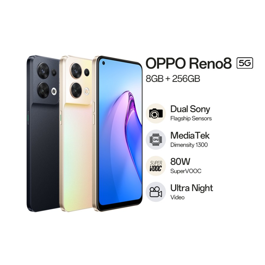 OPPO Reno8 5G - Smartphone 8GB RAM 256GB - Dual Camera Sony - Versi In-Display - GARANSI Harga  4,400,000 Ringgit*Penghantaran Percuma