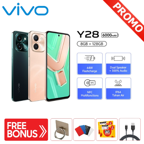 Vivo Y28 (8/128) - 44W Flashcharge+6000Mah, Dynamic Design, Dual Speaker + 300% Audio Giá 1,371,290 Đồng*Miễn phí vận chuyển