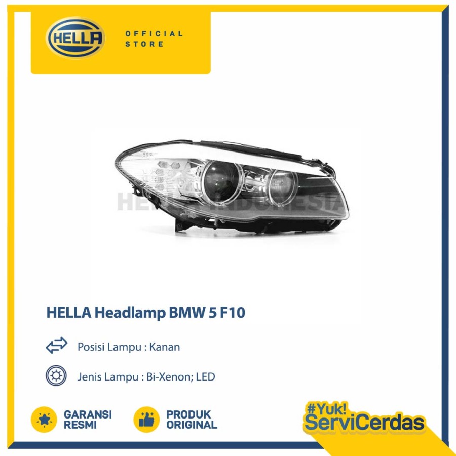 Headlamp Mobil Hella BMW 5 F10 (Kanan) BI-Xenon - Lampu Depan Mobil Harga 9,792,000 rupiah*Gratis Ongkir