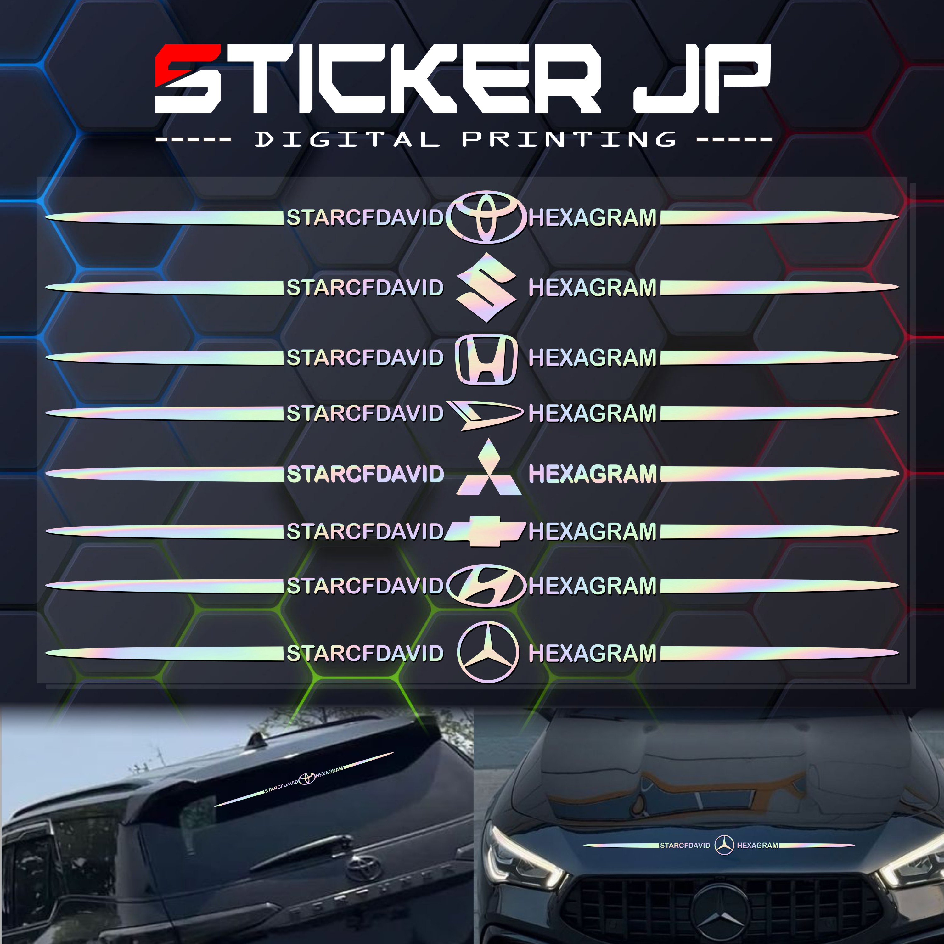 Sticker Cutting Kaca Mobil Hologram untuk Honda Toyota daihatsu Suzuki Mitsubishi Chevrolet Datsun Harga 17,500 rupiah*Gratis Ongkir
