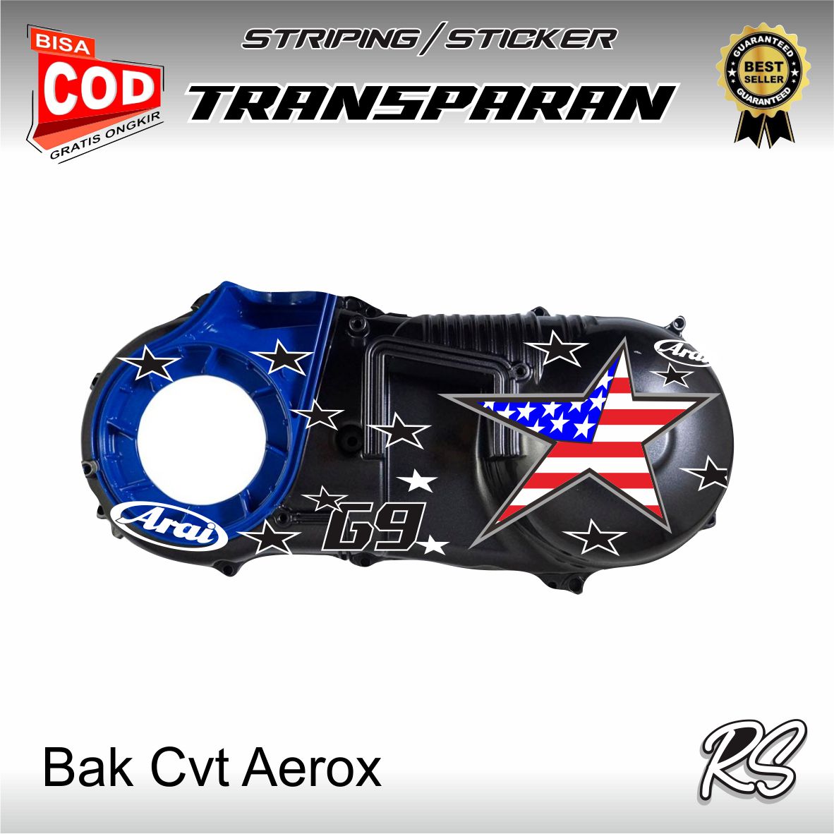 Sticker Bak CVT Yamaha Aerox motif American simple Lis Nya Harga 19,800 rupiah*Gratis Ongkir