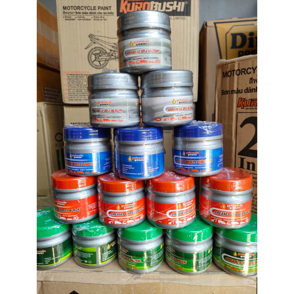 Gemuk Petroasia grease Merah Gemuk Biru grease hijau grease anti panas greasec ep 2 hi temp grease tahan panas grease bearing grease bering Grease gris Grease Pelumas 100gr Harga 11,846 rupiah*Gratis Ongkir