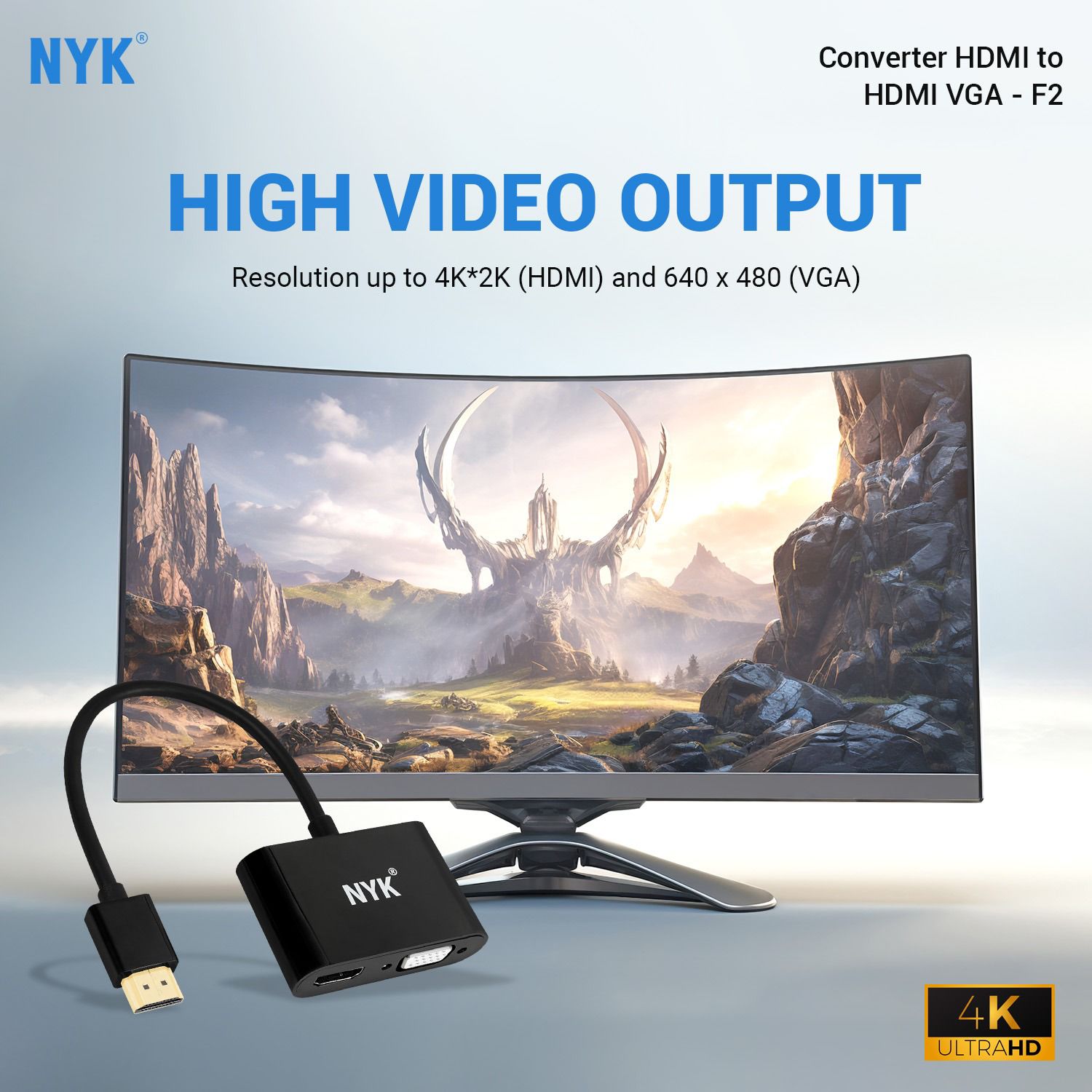 NYK F2 Converter HDMI to HDMI VGA (HDMI input to HDMI VGA output devices)