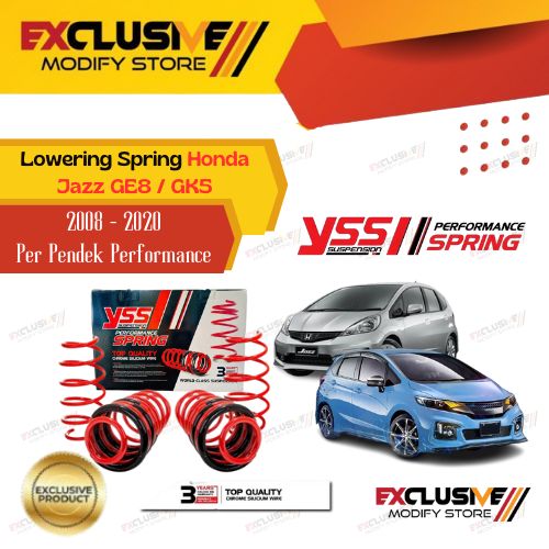 YSS lowering spring kit Honda Jazz Ge8 (2008 - 2014) /gk5 (2015 - 2020) original Thailand performance per Pendek Harga 3,000,000 rupiah*Gratis Ongkir
