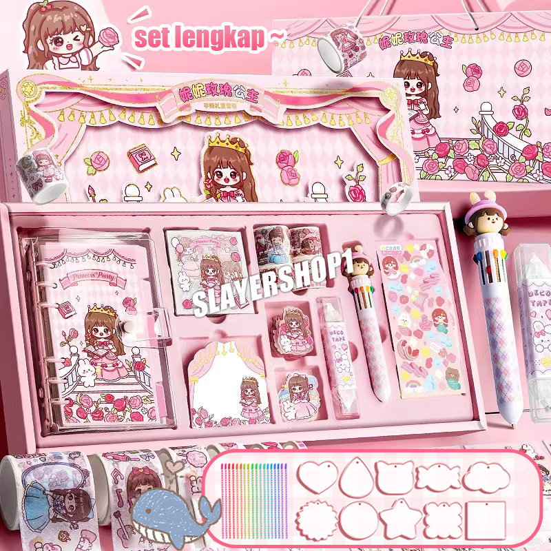 Diary Set Buku Jurnal Binder Aesthetic Buat Hadiah Ulang Tahun