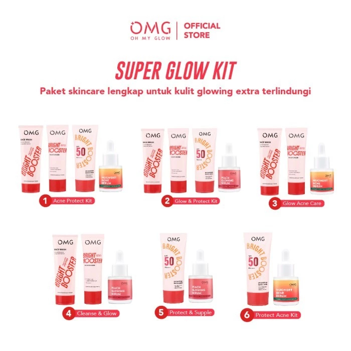 Paket Skincare OMG Isi 4 | OMG Face Wash + Moist Cream + Serum + Sunscreen