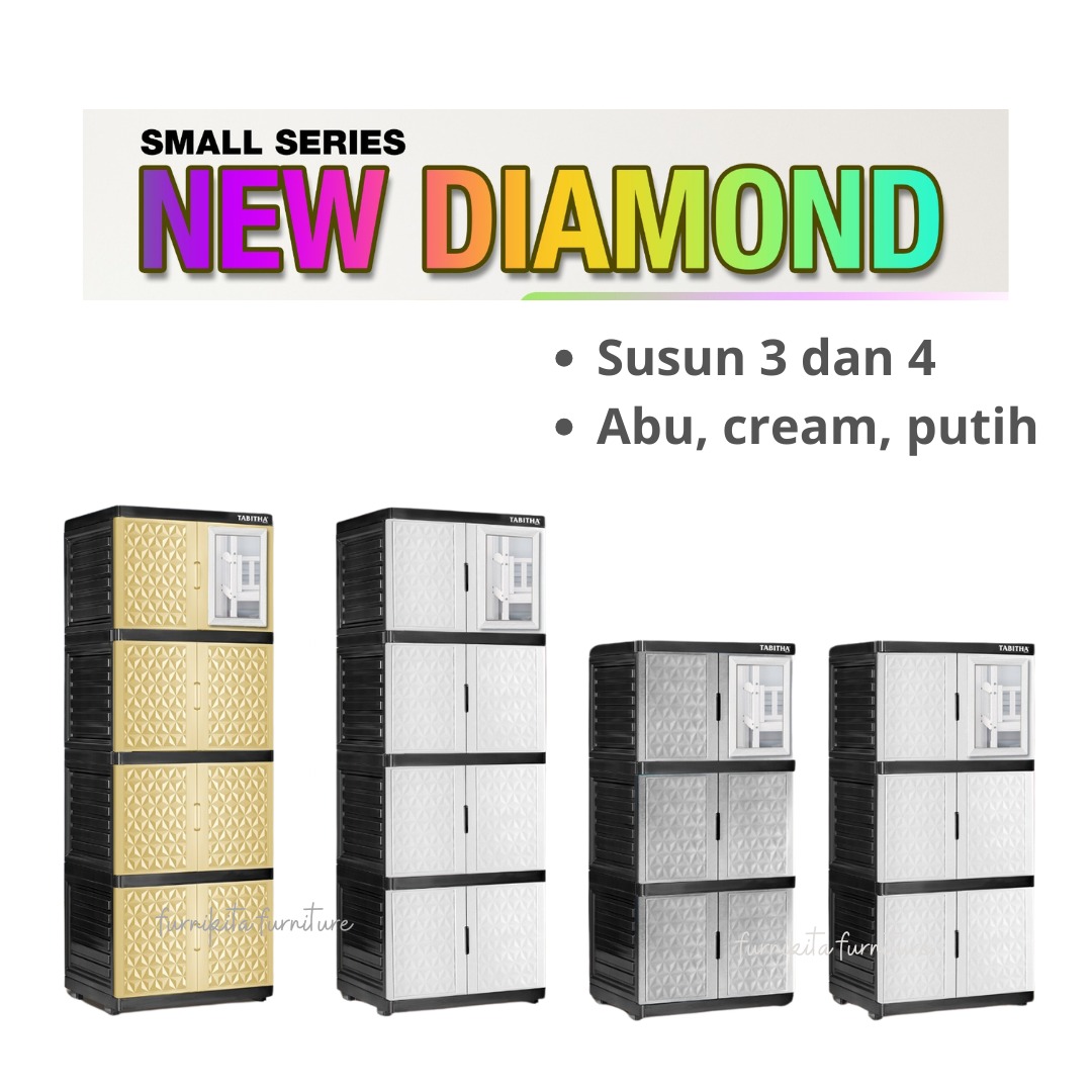 Tabitha 3-Door Glass Lockable Stackable Wardrobe [Tabbox] Harga 132,000 rupiah*Gratis Ongkir