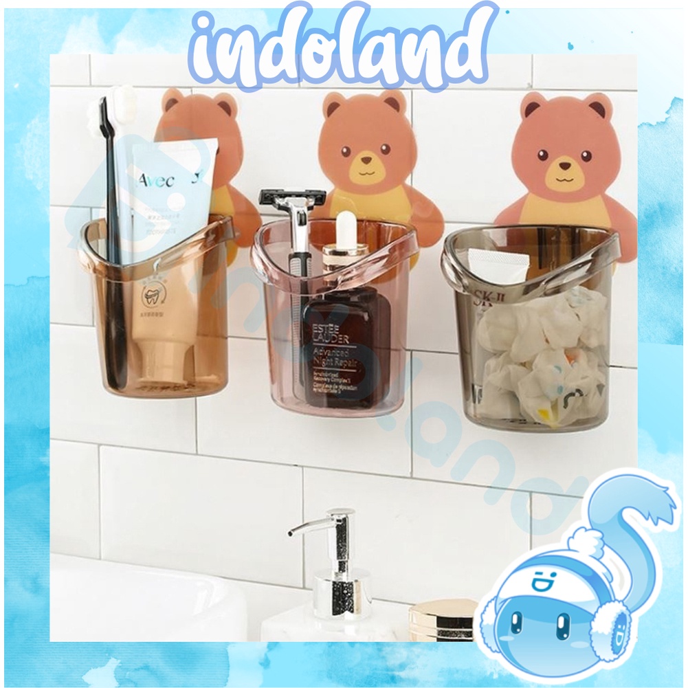 ☀INDOLAND☀ R626 Tempat Sikat Gigi Odol Karakter Beruang / Gantungan Tempel Dinding / Rak Gantung Kamar Mandi / Holder Sabun Wadah Serbaguna Harga 2,585 rupiah*Gratis Ongkir