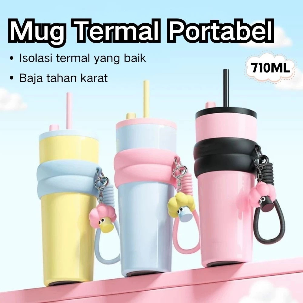 Tumbler fun plus 710ml stainless sus 316/tumbler viral tumbler free straws Rak steel vacuum Botol -2116