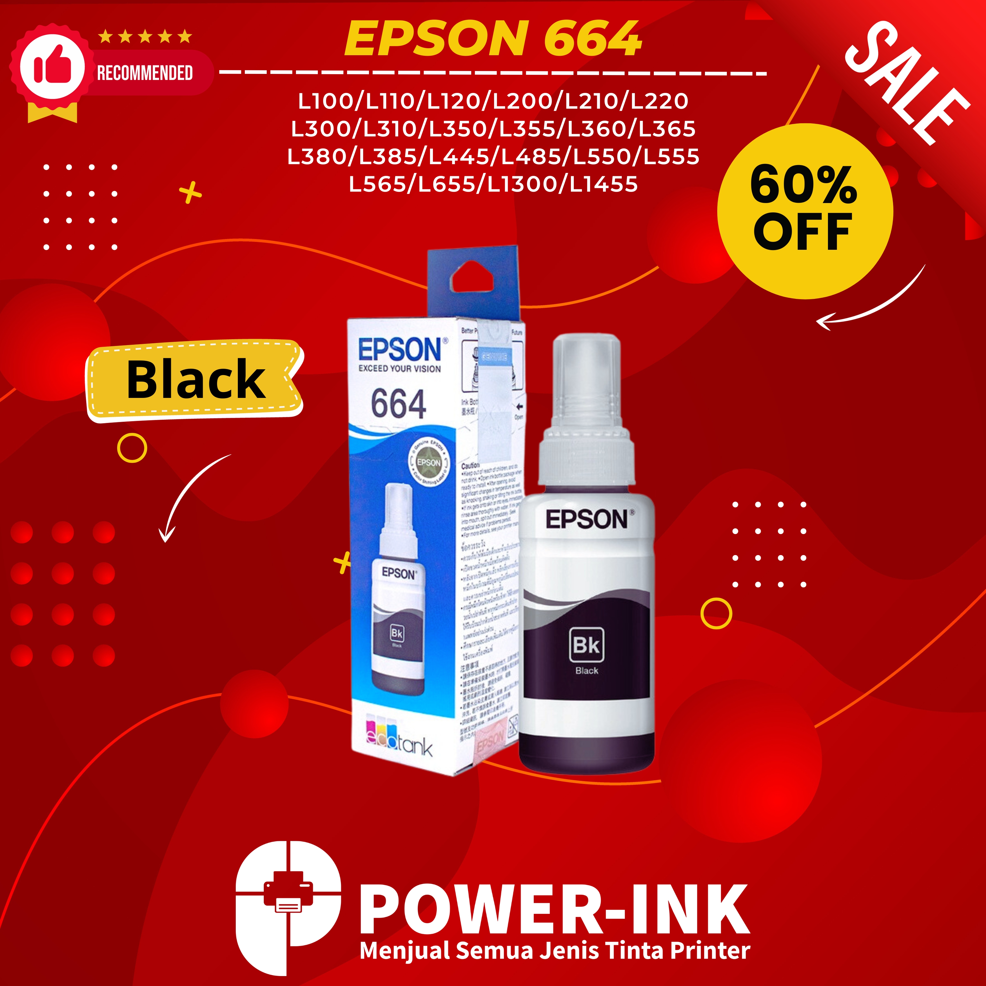 INK EPSON 664 Harga 15,111 rupiah*Gratis Ongkir