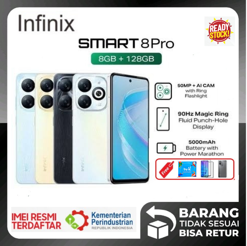 INFINIX SMART 8 PRO RAM 8 GB ROM 128 GB Garansi - 8/128 GB , Promo Giá 1,309,440 Đồng*Miễn phí vận chuyển