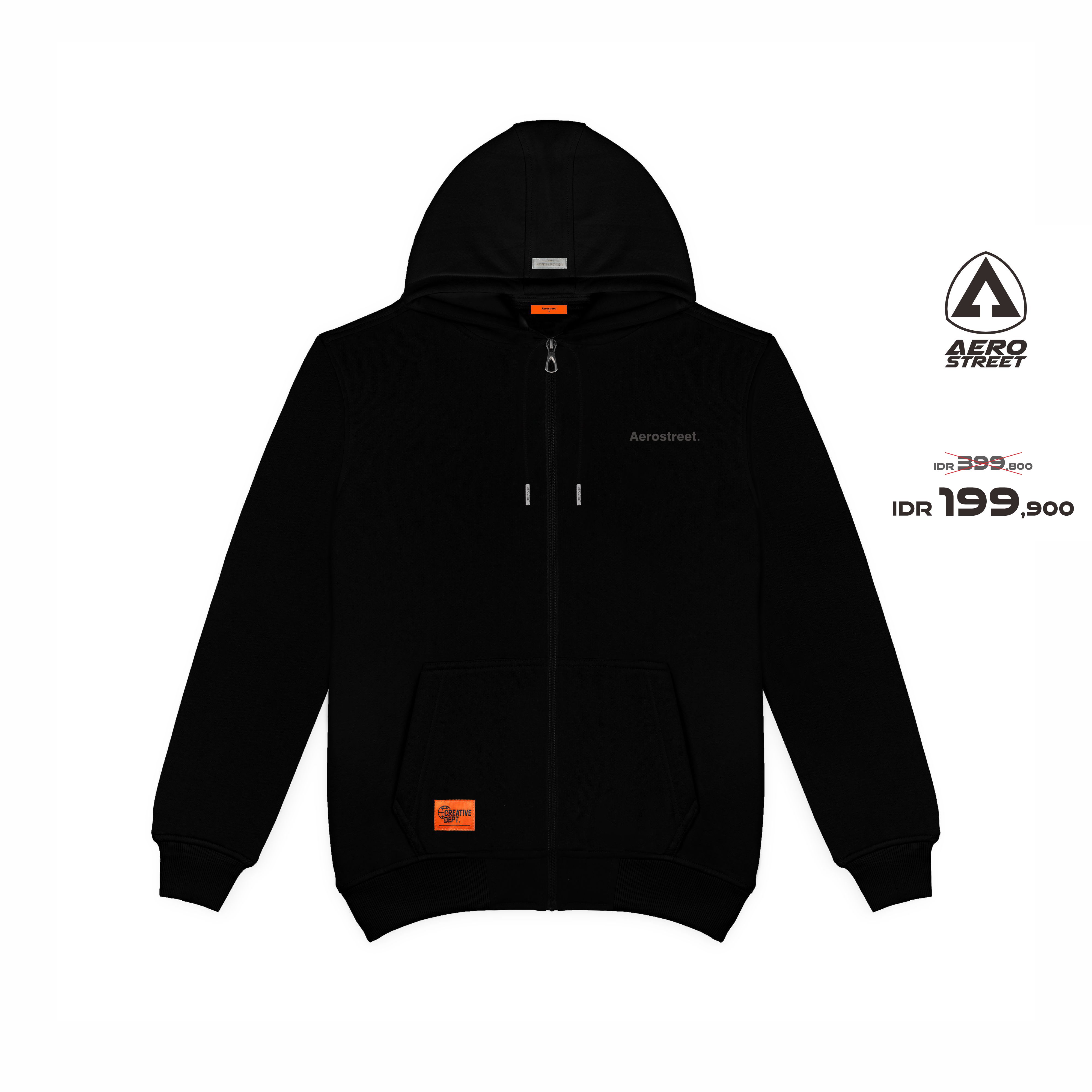 Aerostreet Hoodie Zipper Vesto Hitam Sweater Jumper CCAAA Harga 199,900 rupiah*Gratis Ongkir
