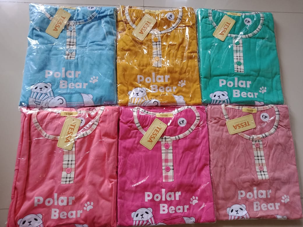 Setelan Baju Tidur Celana Panjang Lengan Pendek Merk Tessa