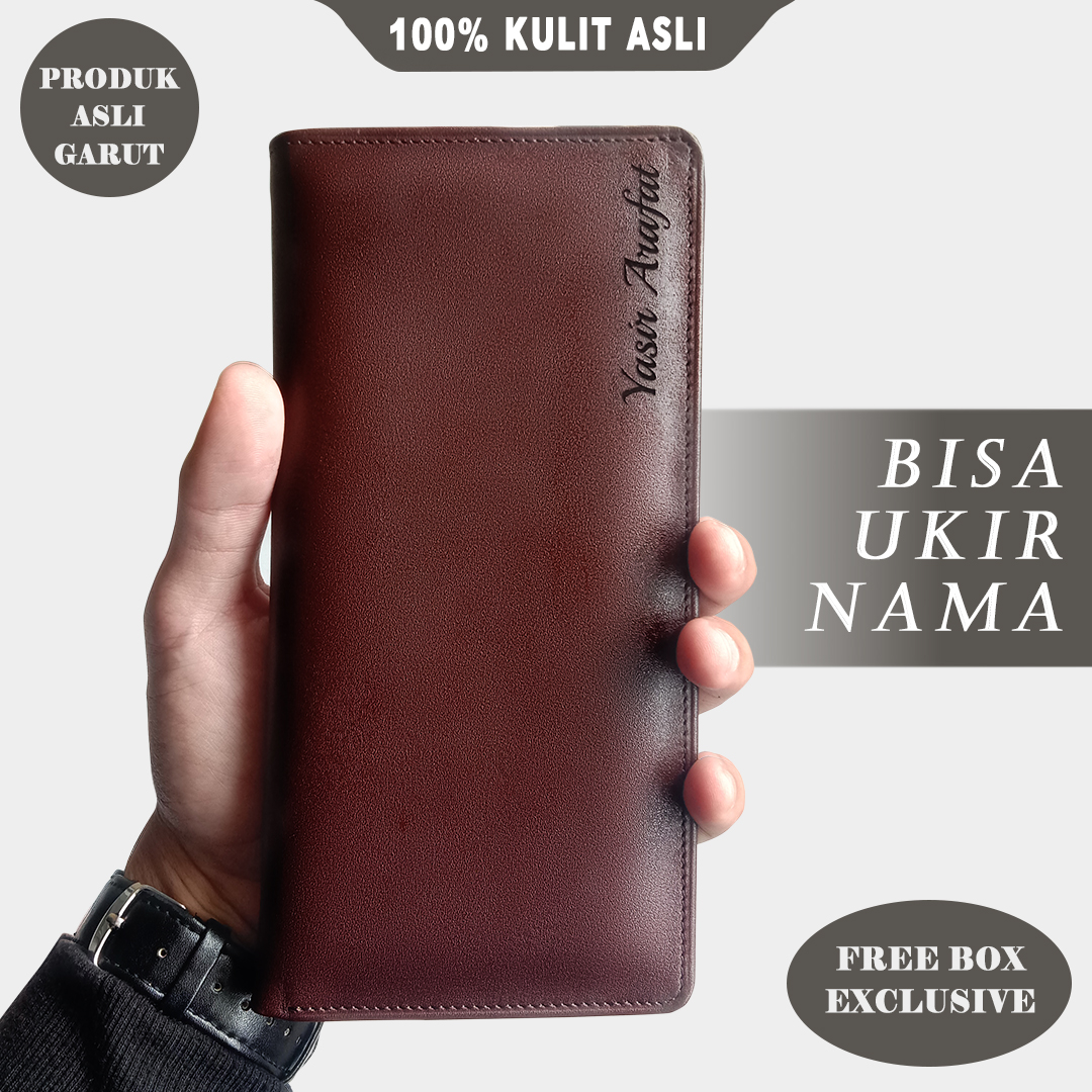 Dompet Kulit Custom Panjang Pria / Wanita Wallet Bifold Kulit Sapi Garut By Soza Leather