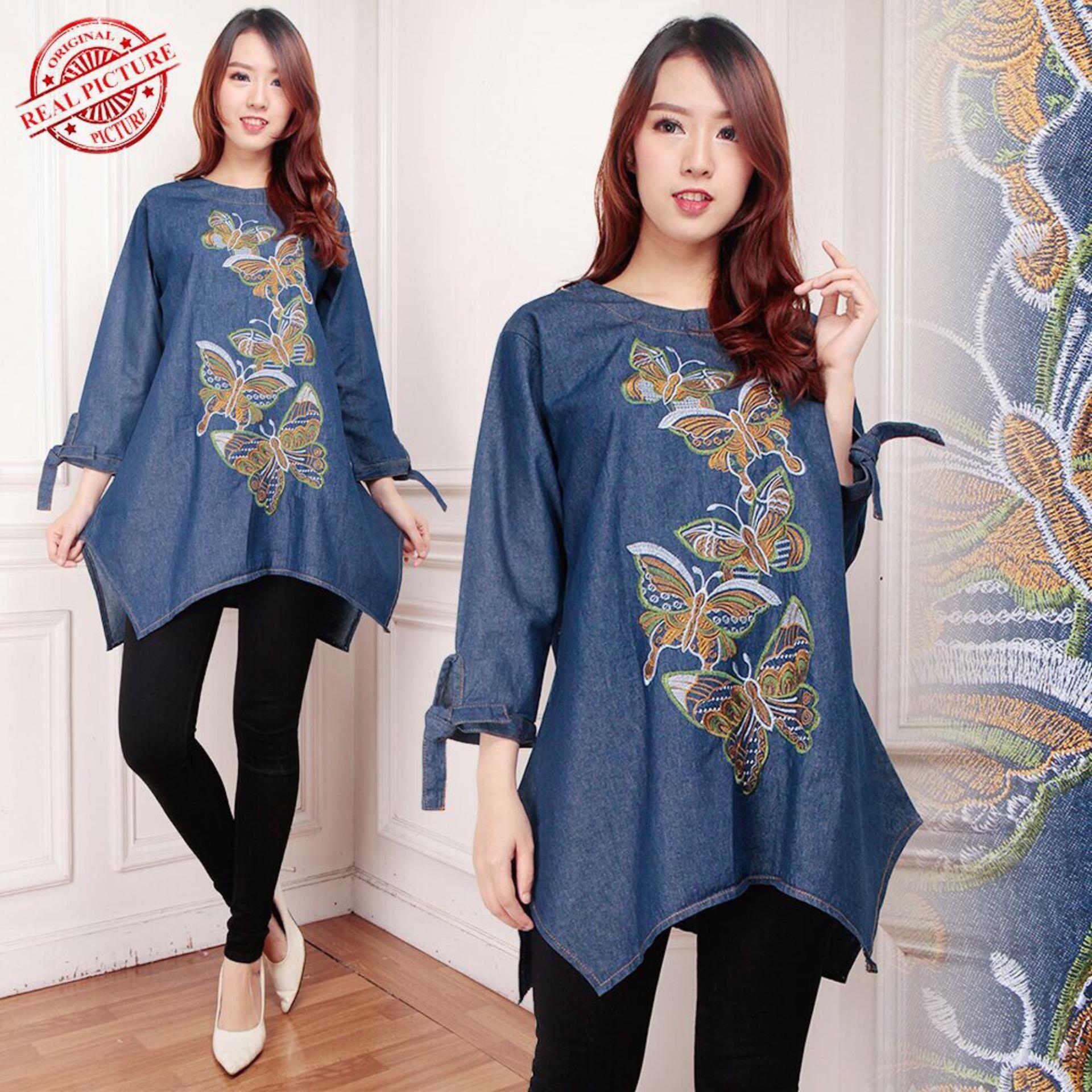 168 Collection Atasan Blouse Jeans Kirana Kemeja Jumbo Wanita -h Biru Tua 168 Collection Atasan Blouse Jeans Kirana Kemeja Jumbo Wanita -h Biru Tua