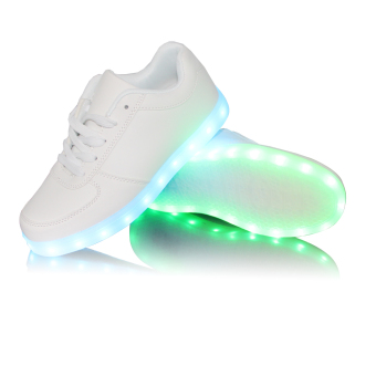 Gambar 2016 New 7warnd bercahaya lampu Led sepatu pria wanita Fahion ulang sepatu Led USB Light untuk dewasa sepatu kasual putih