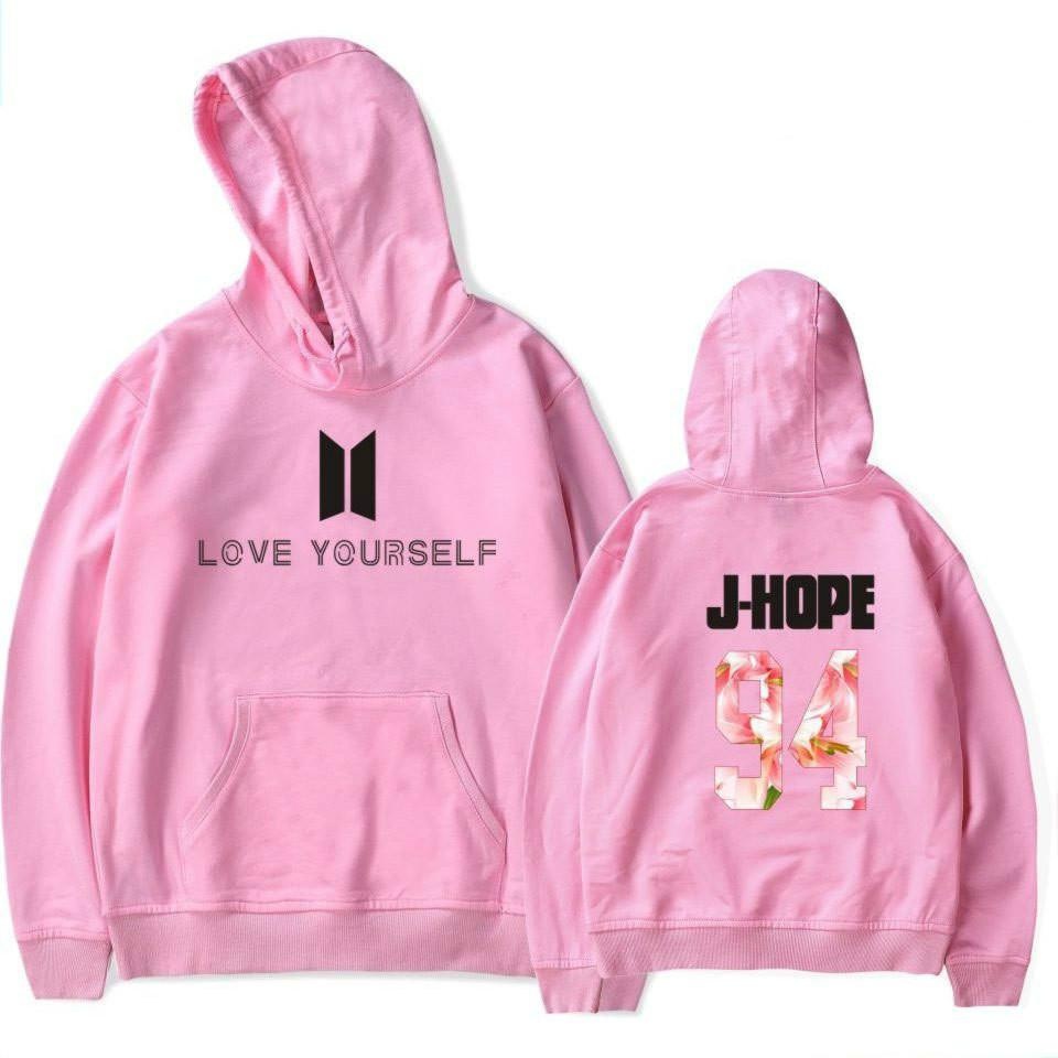 2017 Baru Kedatangan BTS Bangtan Boys Sweatshirts Hoodie Wanita BTS Mencintai Diri Sendiri Wanita/pria Hoodies Sweatshirts Musim Gugur dan Musim Dingin Penggemar Sweatshirts Maxi Plus Ukuran XXXXL Wanita/Pria Hoodies J-HOPE 94 (Pink) -Intl