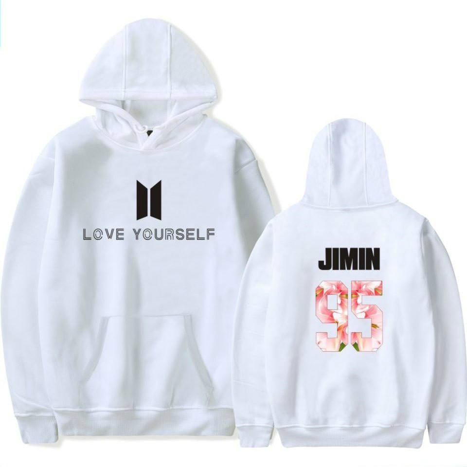 2017 Baru Kedatangan BTS Bangtan Boys Sweatshirts Hoodie Wanita BTS Mencintai Diri Sendiri Wanita/pria Hoodies Sweatshirts Musim Gugur dan Musim Dingin Penggemar Sweatshirts Maxi Plus Ukuran XXXXL Wanita/Pria Hoodies JIMIN 95 (Putih) -Intl