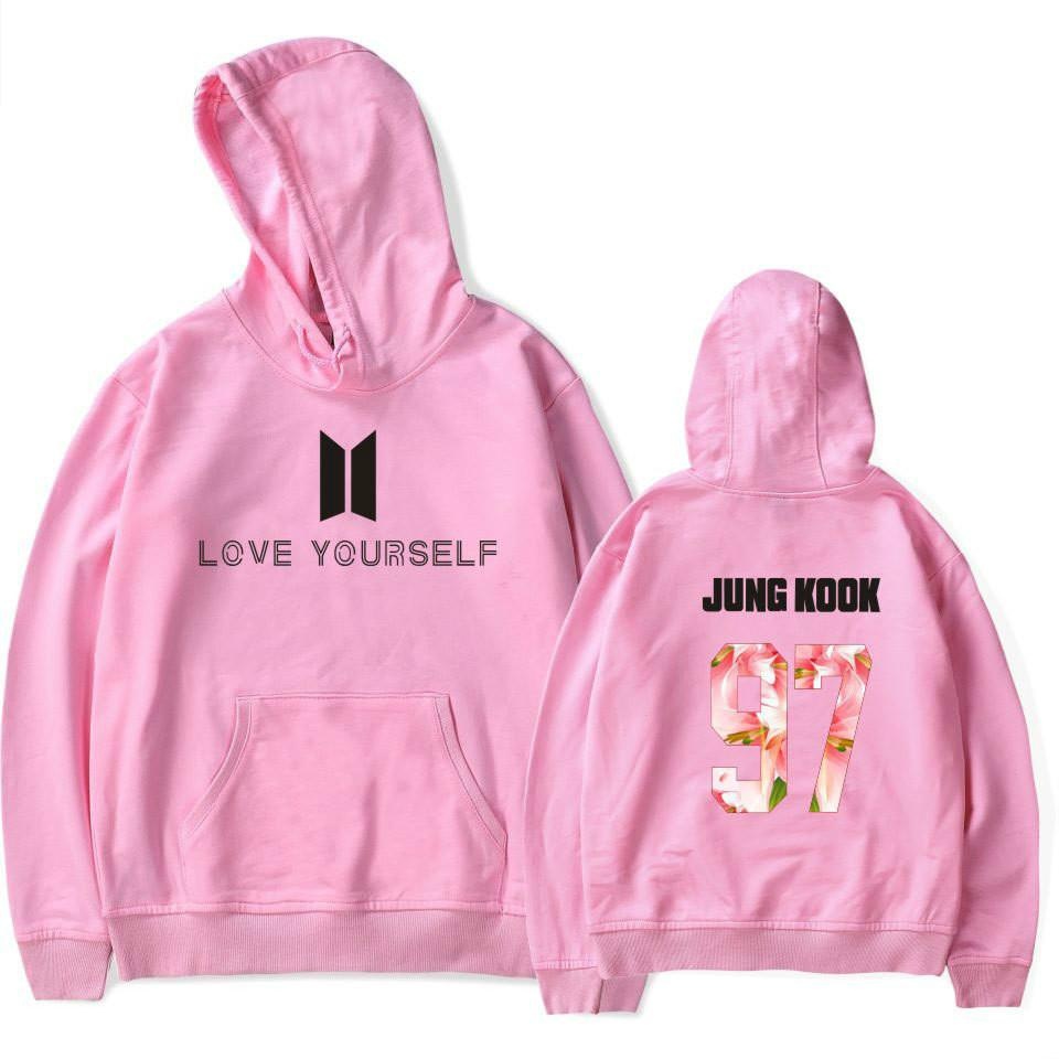 2017 Baru Kedatangan BTS Bangtan Boys Sweatshirts Hoodie Wanita BTS Mencintai Diri Sendiri Wanita/pria Hoodies Sweatshirts Musim Gugur dan Musim Dingin Penggemar Sweatshirts Maxi Plus Ukuran XXXXL Wanita/Pria Hoodies JUNG KOOK 97 (Pink) -Intl