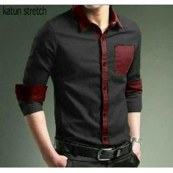 jual 2tone black ot pakaian pria kemeja slim fit warna hitam kombi maroon lucky six store di jual 2tone black ot pakaian pria kemeja slim fit warna hitam kombi maroon lucky six store di
