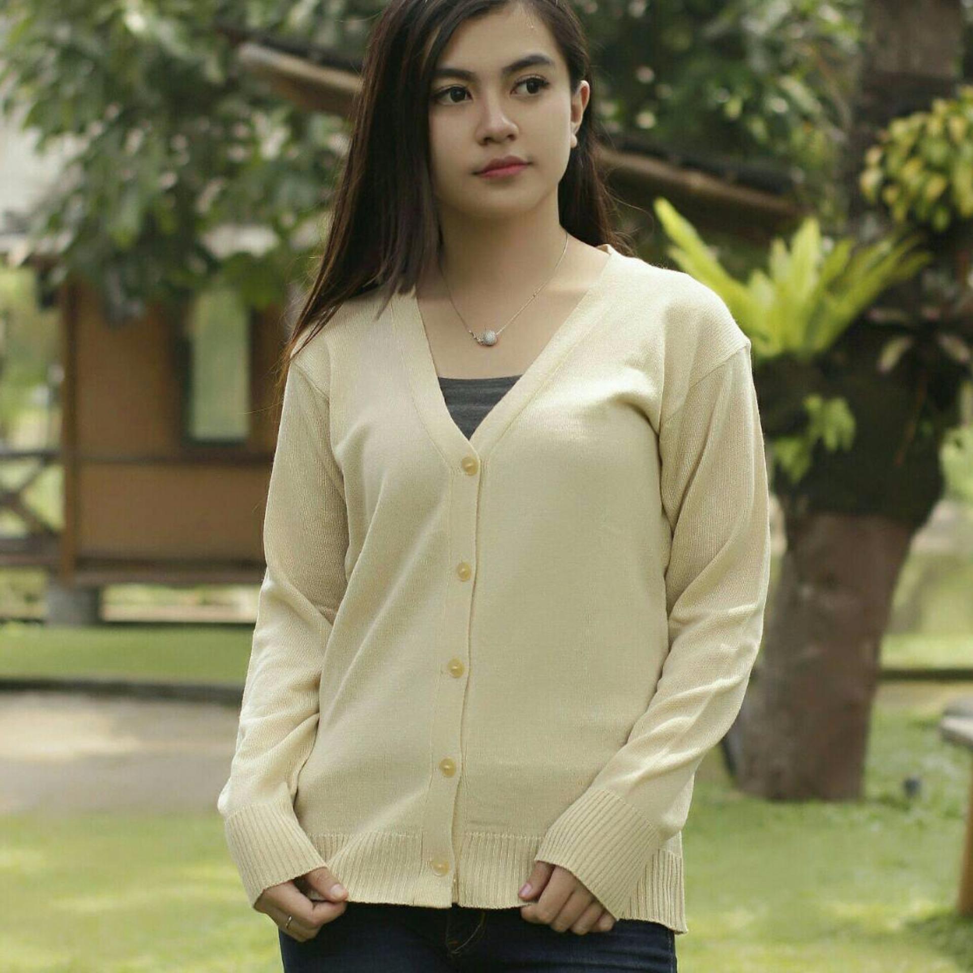 3K Atasan Wanita - Cardigan - Salsa Cardy - Rajut Halus - Cream