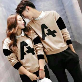 Gambar Aa+ cream sweater couple combad jaket pasangan