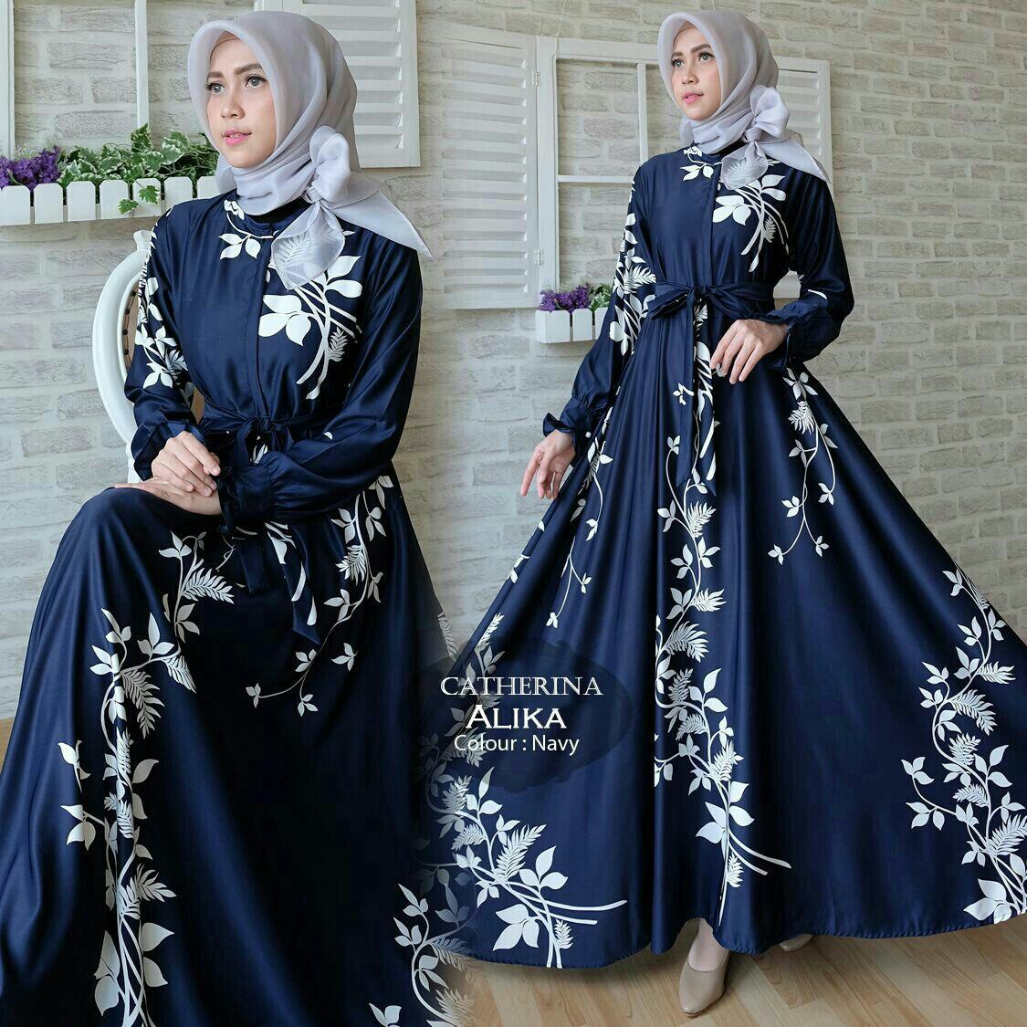 Afifahstore Gamis Syari Muslim Wanita Busui Gaun Muslimah Maxi Dress Lengan Panjang Caterina