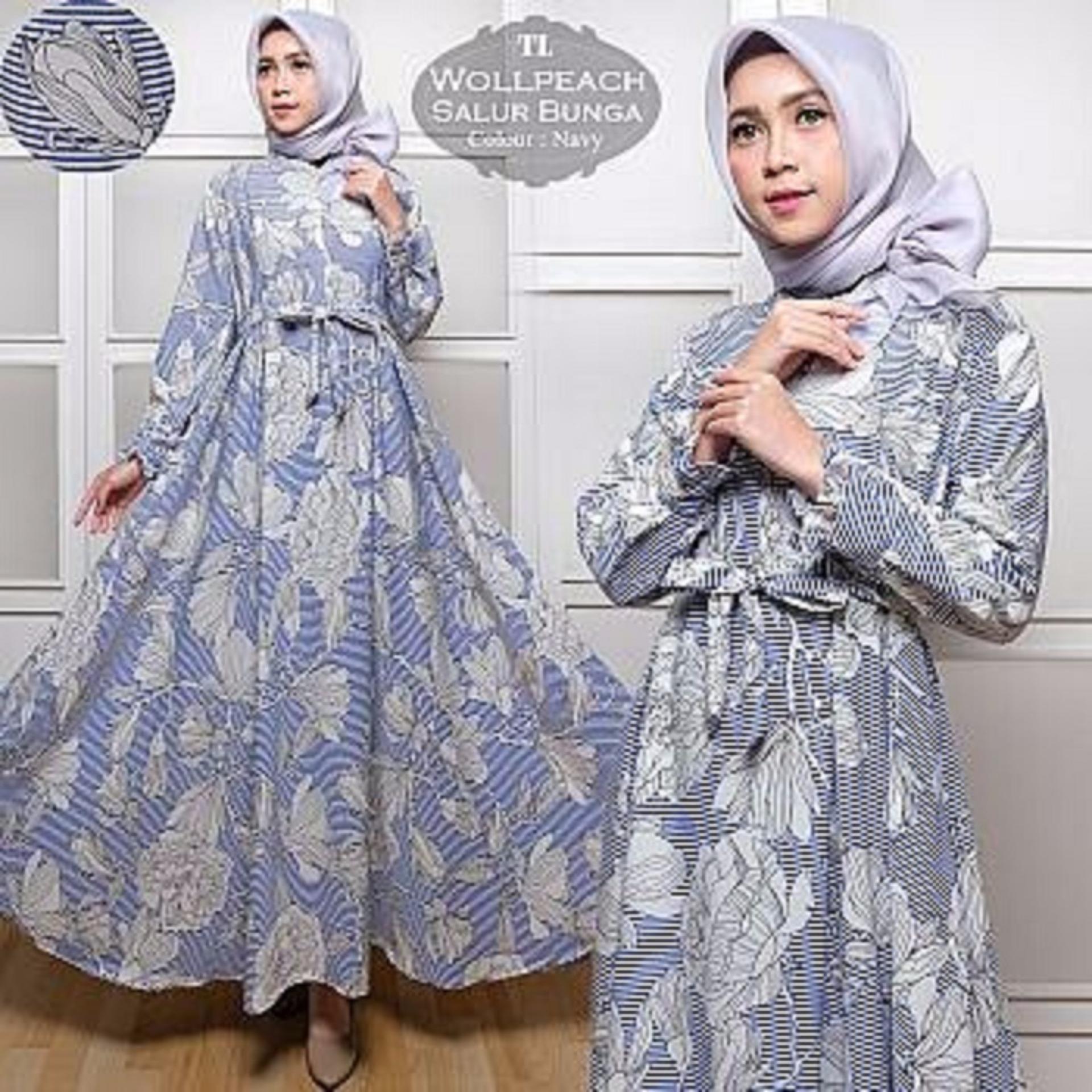 Afifahstore Gamis Syari Muslim Wanita Busui Gaun Muslimah Maxi Dress Lengan Panjang Wollpeach
