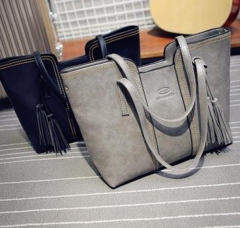 Amart Lady Tassel Handbag New Arrival Large Volume Leather Casual Bag (Grey ) - Intl Juni 2019 - 4 Amart Lady tassel handbag New Arrival large volume Leather Casual Bag (Grey ) - intl - 4