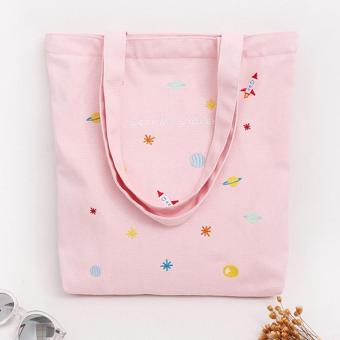 Amart Lovely Embroidered Canvas Handbag Fresh Style Cotton Shopping Tote Bag Gift For Girls - Intl Agustus 2019 - 3 Amart lovely Embroidered Canvas Handbag Fresh Style Cotton Shopping Tote Bag Gift For girls - intl - 3