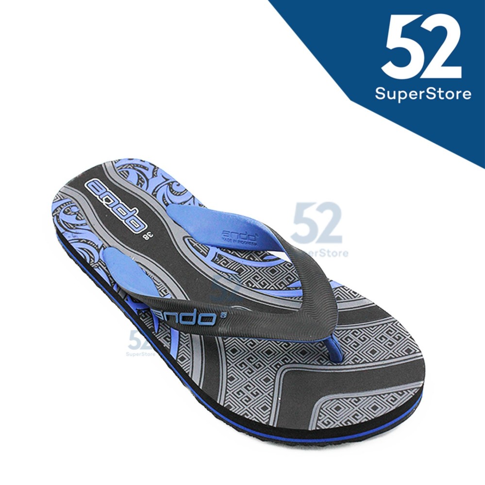 Ando Sandal Jepit/Flip Flop Pria Valero - Black/Blue Size 38/42