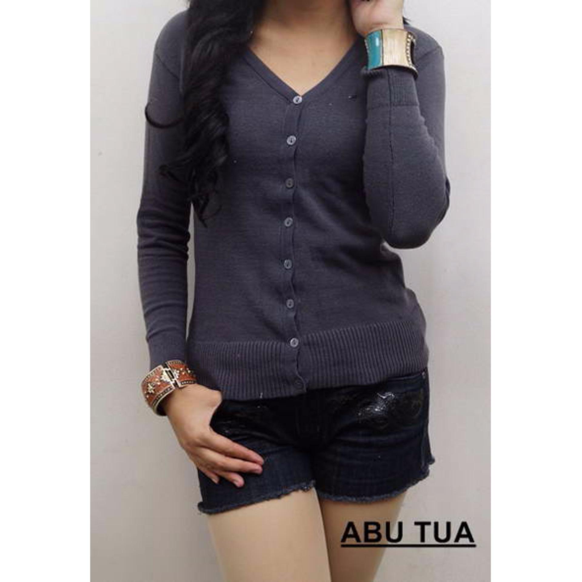 Atasan Wanita - Cardigan - Basic Cardy - Spandek Knite - Cream