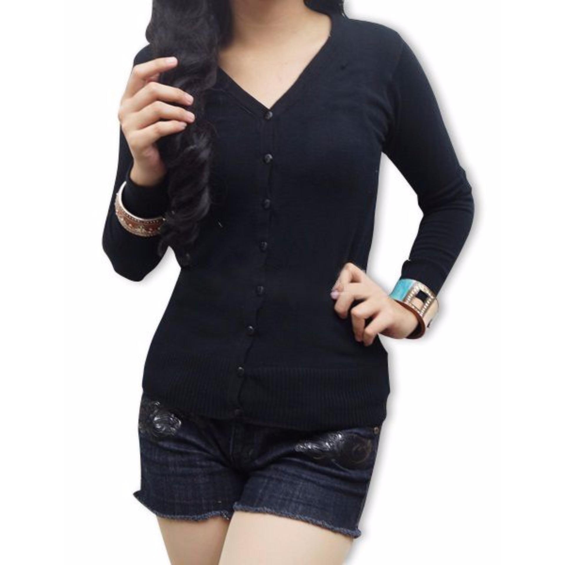 Atasan Wanita - Cardigan - Basic Cardy - Spandek Knite - Cream