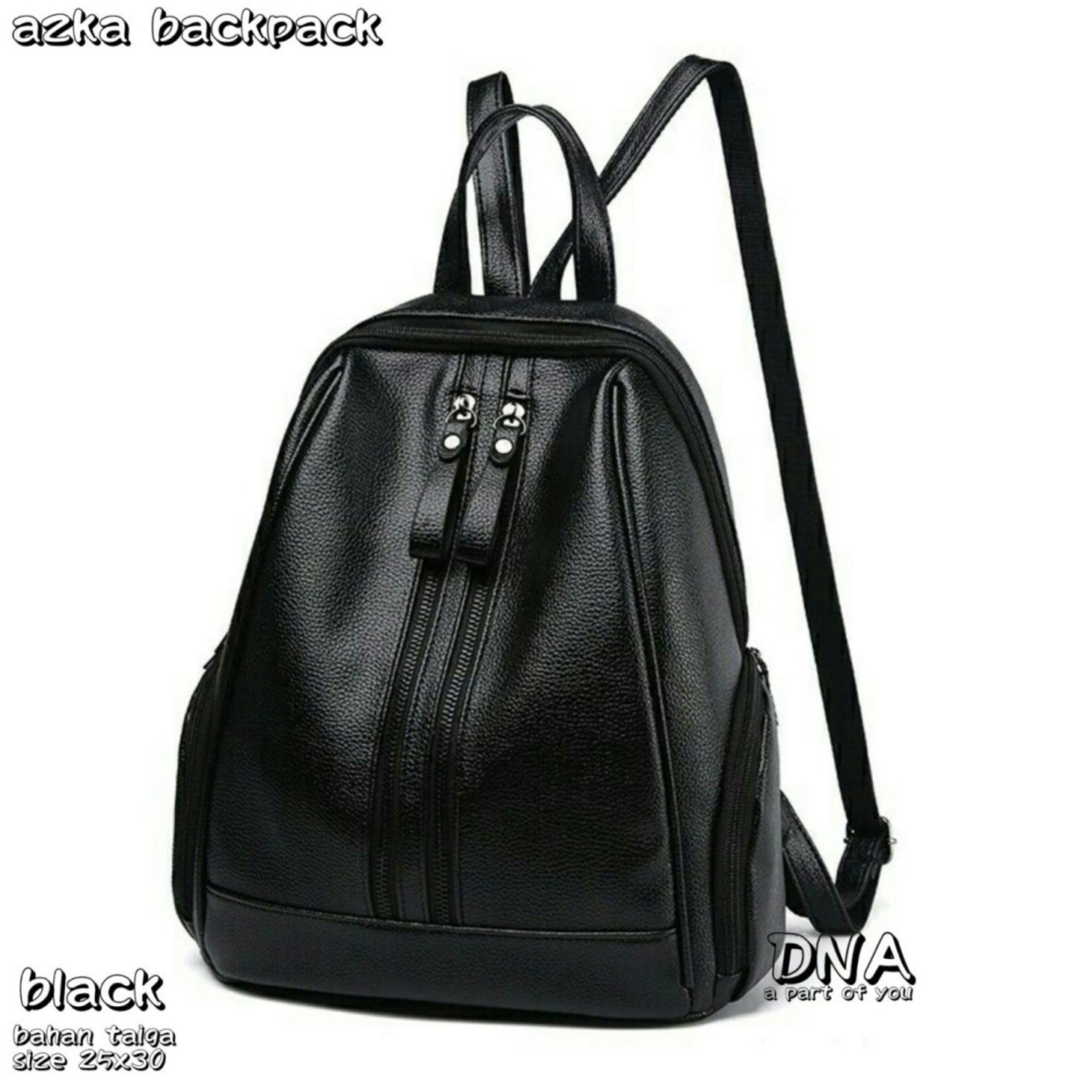 Backpack Korean Style Double Zipper with Pocket / Tas Ransel Wanita Korean Style - Black