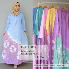 Baju Gamis Long Dress Maxi Wanita Muslim motif pelangi jumbo XXL lenka
