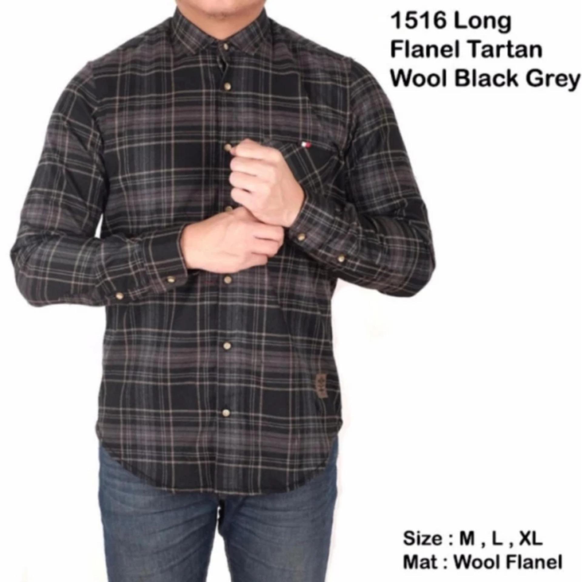 Zoeystore1 5233 Kemeja  Flanel  Pria Lengan  Panjang  Baju  