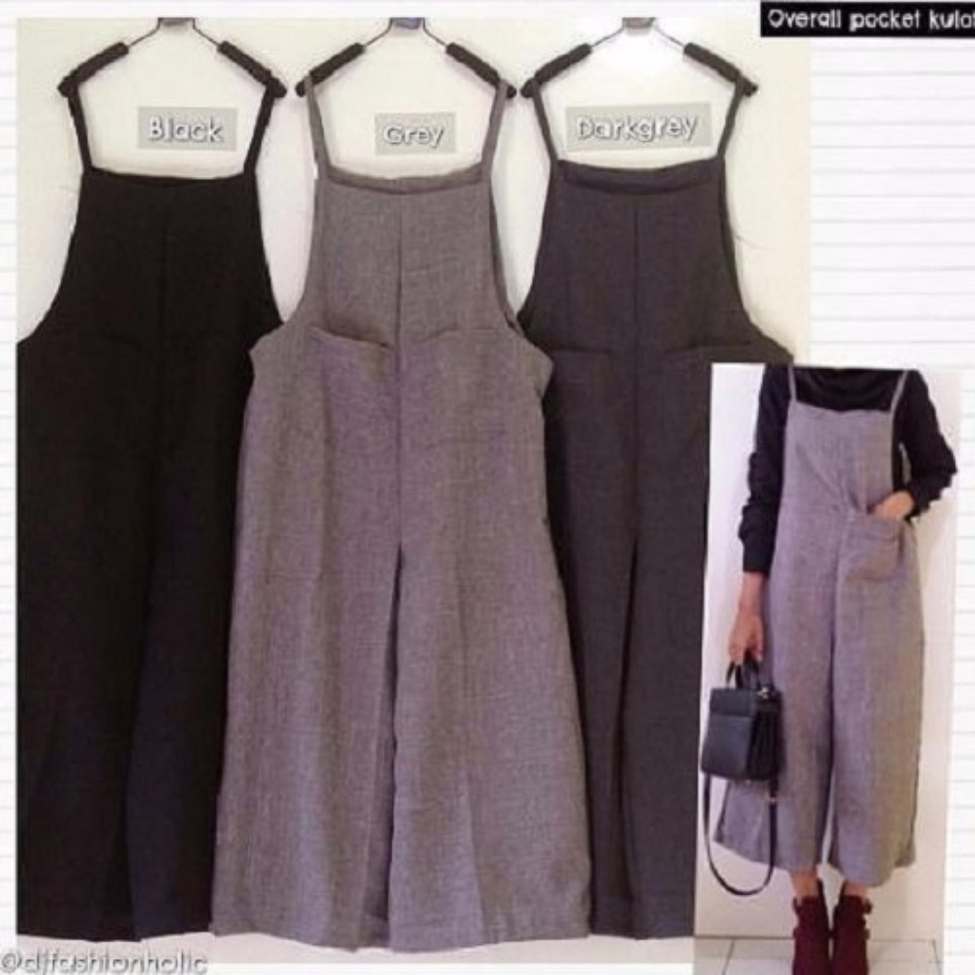 Penawaran Bagus Baju Original Overall Pocket Kulot Supernova Stelan Baju Original Overall Pocket Kulot Supernova Stelan Wanita MuslimahCelana Joger Panjang Casual Hitam