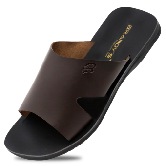 Gambar Baroon Sandal Kulit Pria   Coklat Tua