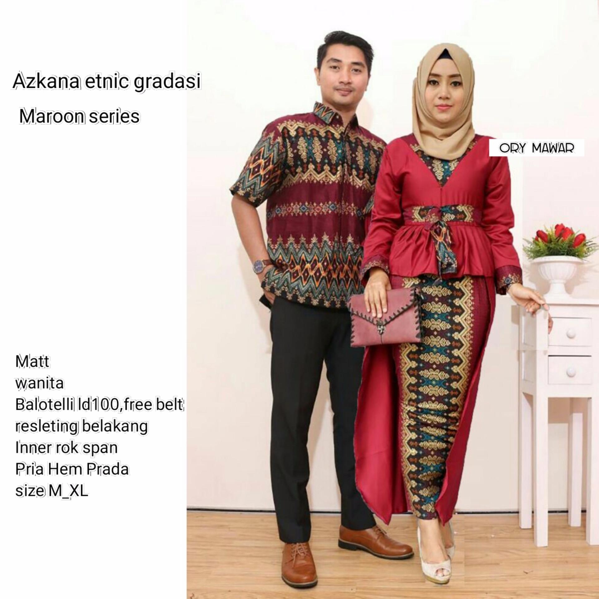 Batik Couple / Baju Batik Sarimbit Azkana Etnic Gradasi - MAROON