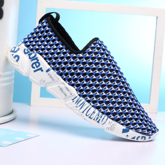 Gambar Beberapa Korea Fashion Style pedal jala sepatu lari pria sepatu (903 biru)