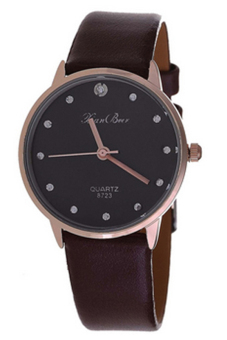 Bluelans® Leather Crystal Wrist Watch Brown  