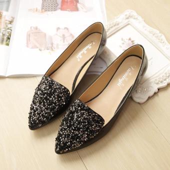Brand Designer Shoes Women Flat Heels Pointed Toe Shoes Sequin Black Party Wedding Shoes Slip-on Ballet Single Shoes 34-43 Juni 2018 - 2 Brand Designer Shoes Women Flat Heels Pointed Toe Shoes Sequin Black Party Wedding Shoes Slip-on Ballet Single Shoes 34-43 - 2